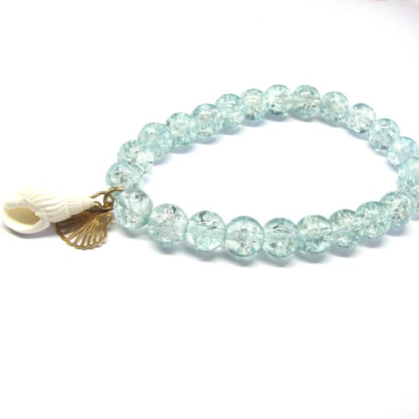 Blue Bead and Shell Bracelet - Rambling Rose